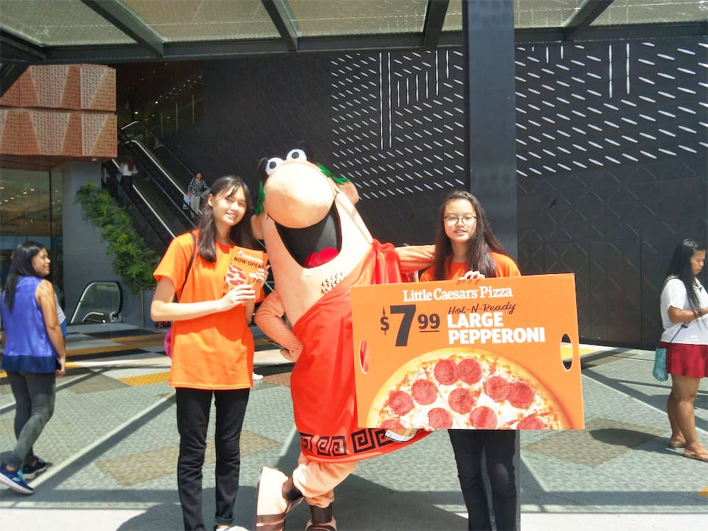 funan caesar pizza walkway mascot flyer distribution 2