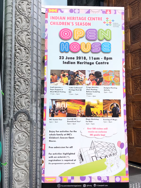 Indian Heritage Center Events flyer distribution marketing promotional banner
