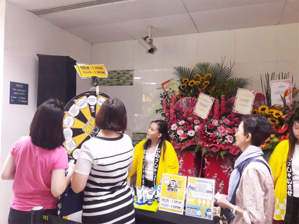 don don donki at novena event booth spinning wheel