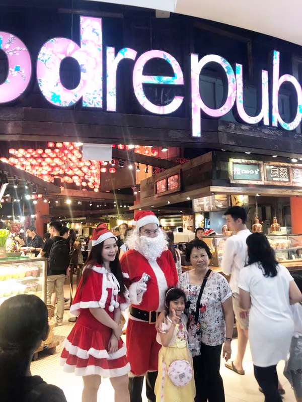 santa and assistant at food republic events marketing posing for photos 16